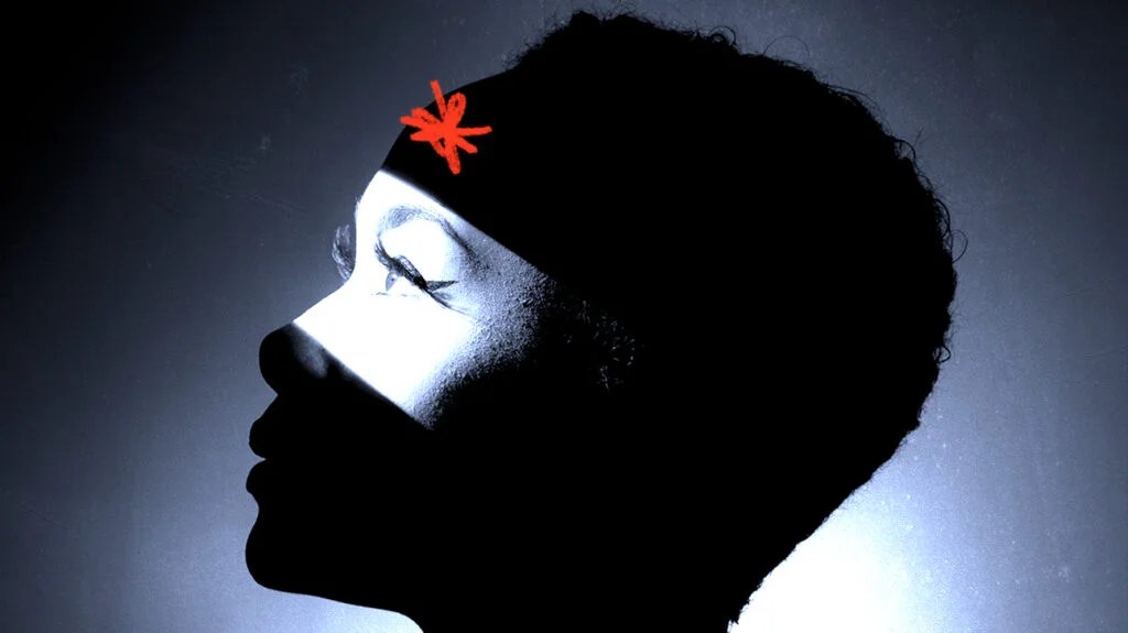 a red scribble on the side of a womans head showing where a right sided headache would be